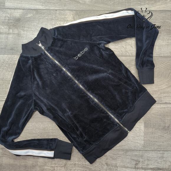 bebe Full Zip Velour Sweatshirt Size XS - Picture 1 of 5